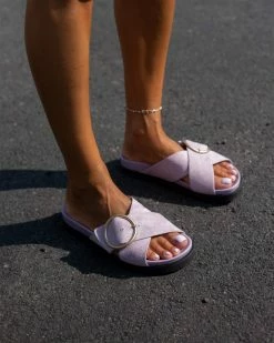 Εξοδος 🧨 Τοπ 10 ⌛ The Fashion Project Ελαφριά Slides με χιαστί φάσες - Λιλά 🥰 😉