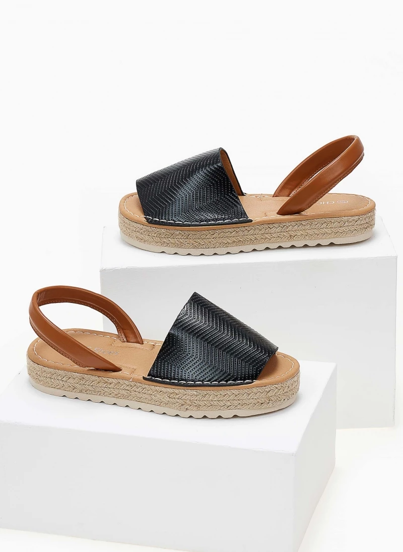 Καλύτερη πώληση 😀 Ολοκαίνουργιο 🥰 The Fashion Project Εσπαντρίγιες με ανάγλυφο Pattern - Μαύρο 🛒 ⌛ - Image 3