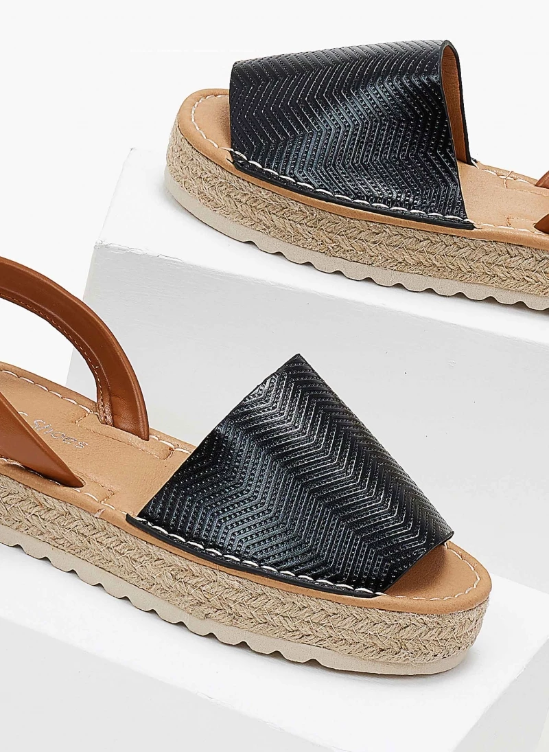 Καλύτερη πώληση 😀 Ολοκαίνουργιο 🥰 The Fashion Project Εσπαντρίγιες με ανάγλυφο Pattern - Μαύρο 🛒 ⌛ - Image 2