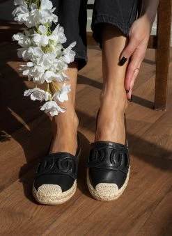 Εκπτωση 💯 Ολοκαίνουργιο 😍 The Fashion Project Εσπαντρίγιες με σχέδιο κρίκους - Μαύρο 🛒 🛒