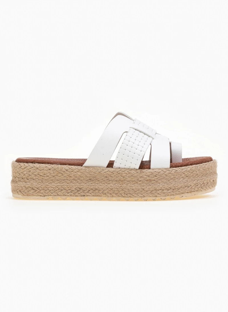 Νέος 🌟 Flash Sale ✔️ Estil δερμάτινα Flatforms με ανοίγματα - Λευκό 😍 😀 - Image 2