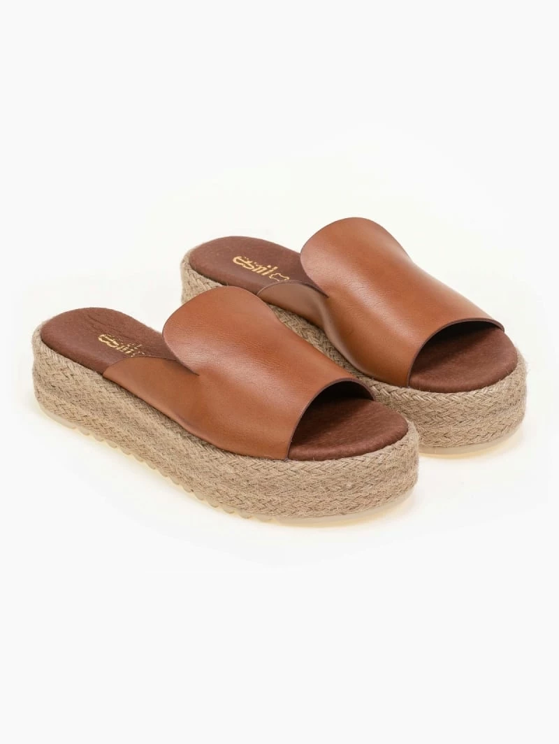 Αγορά 🔥 Τοπ 10 ❤️ Estil δερμάτινα Flatforms με σχοίνινη σόλα - Ταμπά 💯 🔥 - Image 2