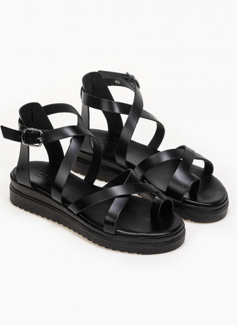 Καλύτερες κριτικές για 🌟 Καλύτερες κριτικές για 🥰 Flatforms δερμάτινα με χιαστί δέσιμο Tfp - Μαύρο 🌟 😉 - Image 3