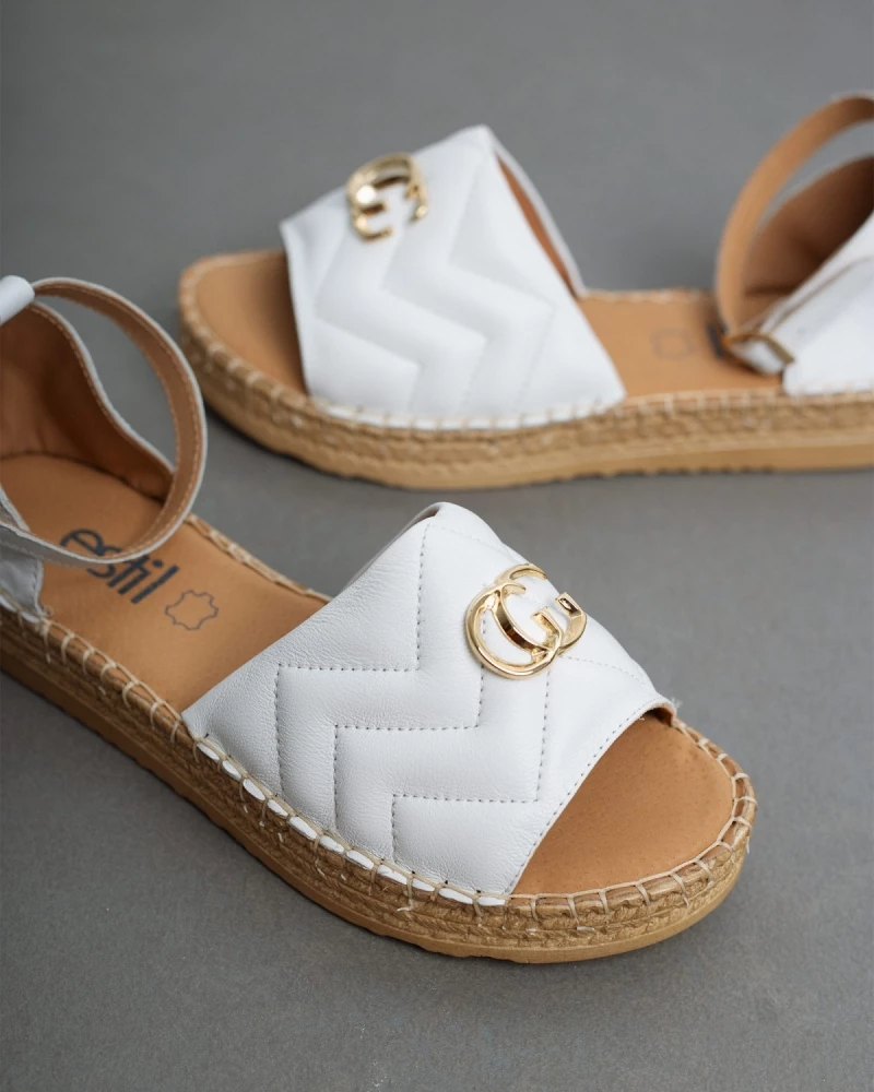 Αγορά 🤩 Νέος 🔔 Estil Flatform καπιτονέ πέδιλα - Λευκό 😉 🎉 - Image 6