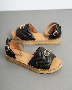 Εξοδος ✨ Ολοκαίνουργιο 🤩 Estil Flatform καπιτονέ πέδιλα - Μαύρο 👏 ⭐