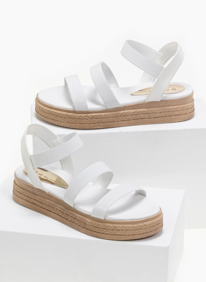Κουπόνι 💯 Αγορά 🥰 Estil Flatforms με λάστιχο - Λευκό 🧨 🤩 - Image 2