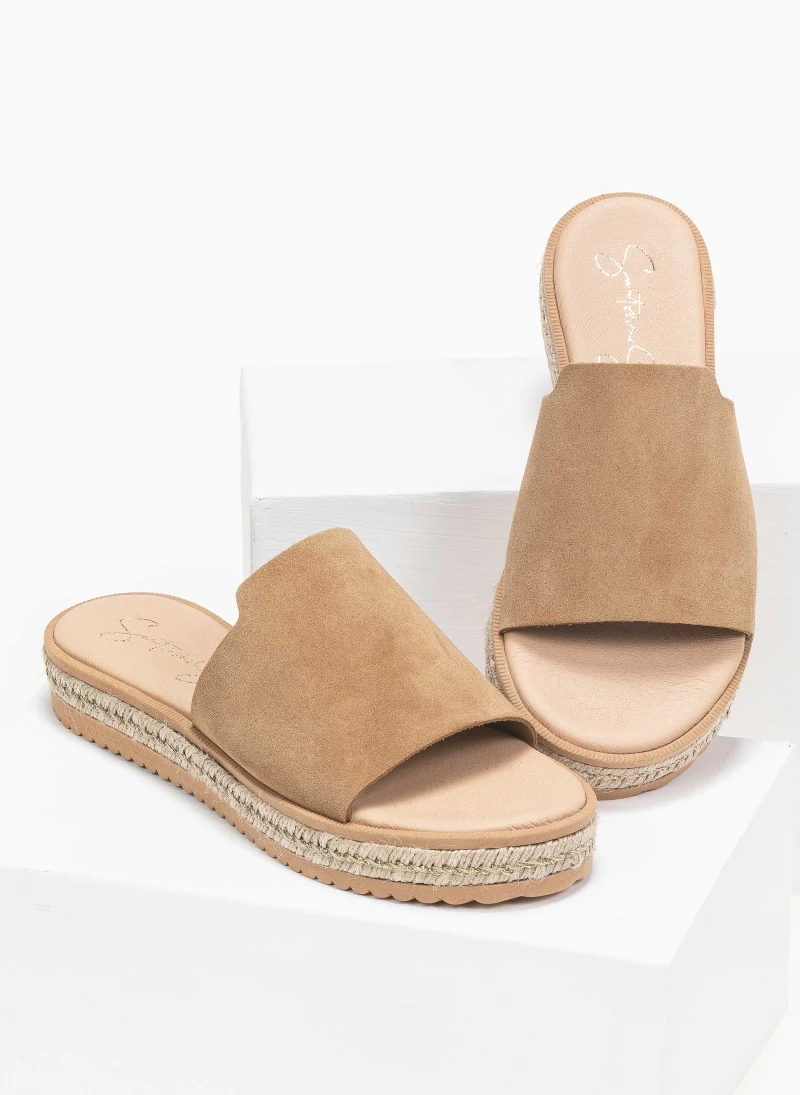 Εξοδος ❤️ Προώθηση 🥰 The Fashion Project Καστόρινα Flatforms με σχοινί στη σόλα - Πούρο ⭐ 😍 - Image 2