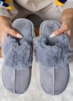 Flash Sale 🌟 Προώθηση 👏 The Fashion Project Παντόφλες Comfort με συνθετική γούνα - Γαλάζιο 👏 🎉