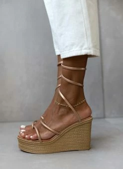 Κουπόνι 🌟 Νέος ⌛ Πλατφόρμες δερμάτινες ESTIL με έλασμα - Χαλκός 😀 👍