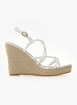 Πολύ καλή προσφορά 😍 Το φθηνότερο ⭐ The Fashion Project Πλατφόρμες με κόμπους και σχοίνινη σόλα - Λευκό 🎁 🔔