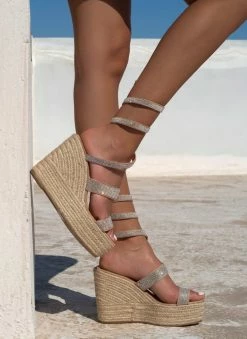 Το φθηνότερο ❤️ Το φθηνότερο 👍 The Fashion Project Πλατφόρμες με Strass φάσες - Ασημί ✔️ 🤩