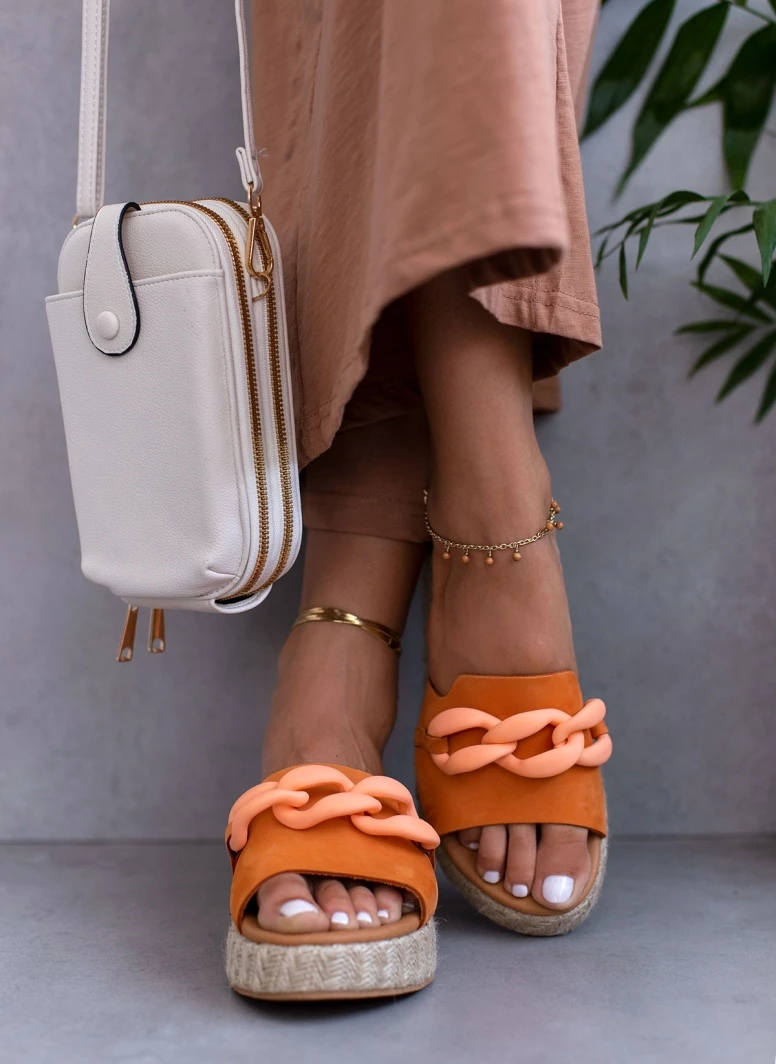 ΧΟΝΔΡΙΚΟ ΕΜΠΟΡΙΟ 🔥 ΧΟΝΔΡΙΚΟ ΕΜΠΟΡΙΟ 🔥 The Fashion Project Πλατφόρμες Nubuck Estil με κοκάλινη αλυσίδα - Πορτοκαλί 🥰 👏 - Image 4