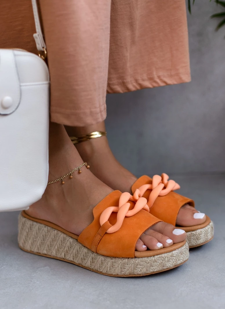 ΧΟΝΔΡΙΚΟ ΕΜΠΟΡΙΟ 🔥 ΧΟΝΔΡΙΚΟ ΕΜΠΟΡΙΟ 🔥 The Fashion Project Πλατφόρμες Nubuck Estil με κοκάλινη αλυσίδα - Πορτοκαλί 🥰 👏