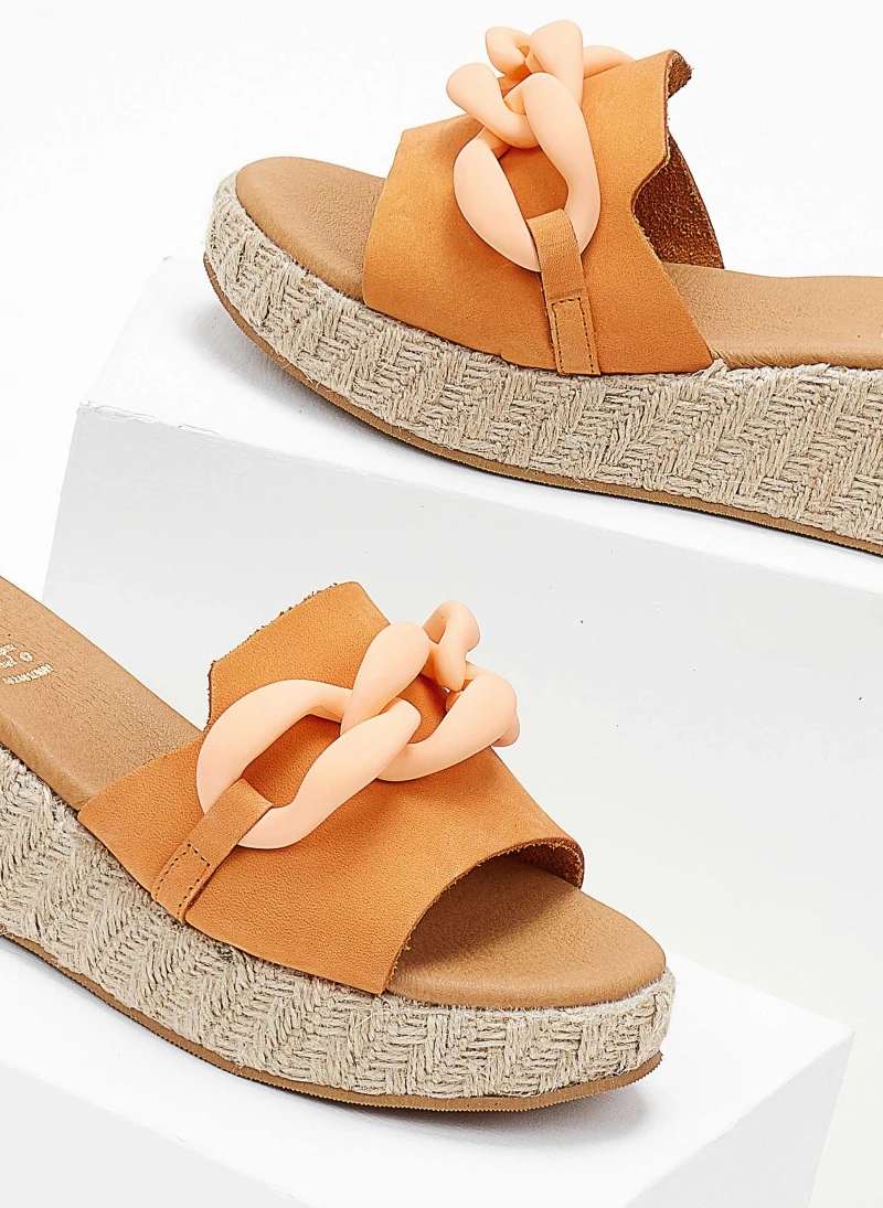 ΧΟΝΔΡΙΚΟ ΕΜΠΟΡΙΟ 🔥 ΧΟΝΔΡΙΚΟ ΕΜΠΟΡΙΟ 🔥 The Fashion Project Πλατφόρμες Nubuck Estil με κοκάλινη αλυσίδα - Πορτοκαλί 🥰 👏 - Image 3