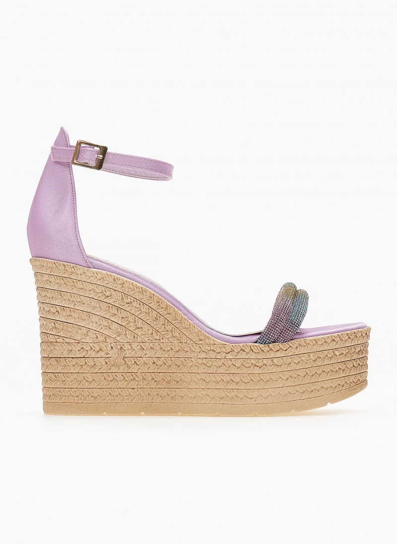 Αγορά 😍 Εξοδος 🛒 Πλατφόρμες πέδιλα TFP με διπλή σειρά Strass - Λιλά 👏 ❤️ - Image 2