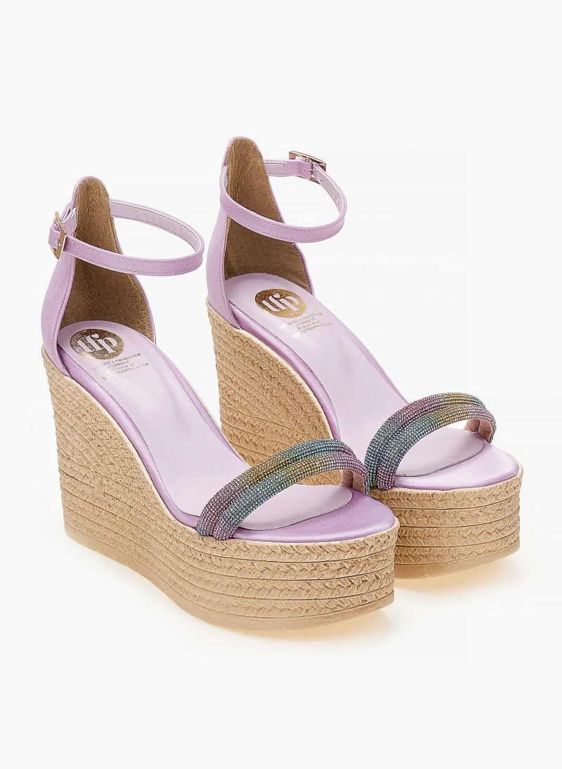 Αγορά 😍 Εξοδος 🛒 Πλατφόρμες πέδιλα TFP με διπλή σειρά Strass - Λιλά 👏 ❤️ - Image 6