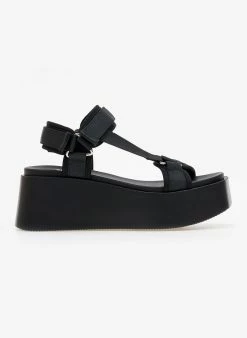 Προϋπολογισμός 👏 Τοπ 10 👏 Xti Footwear Πλατφόρμες σανδάλια με υφασμάτινες φάσες Χτι 43948 - Μαύρο 😀 💯