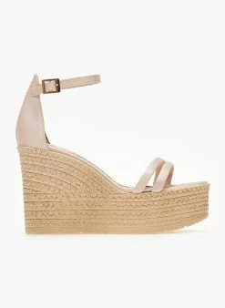 Best Pirce 💯 Αγορά 👏 Πλατφόρμες σατέν TFP με μπαρέτα - Nude 🥰 🧨