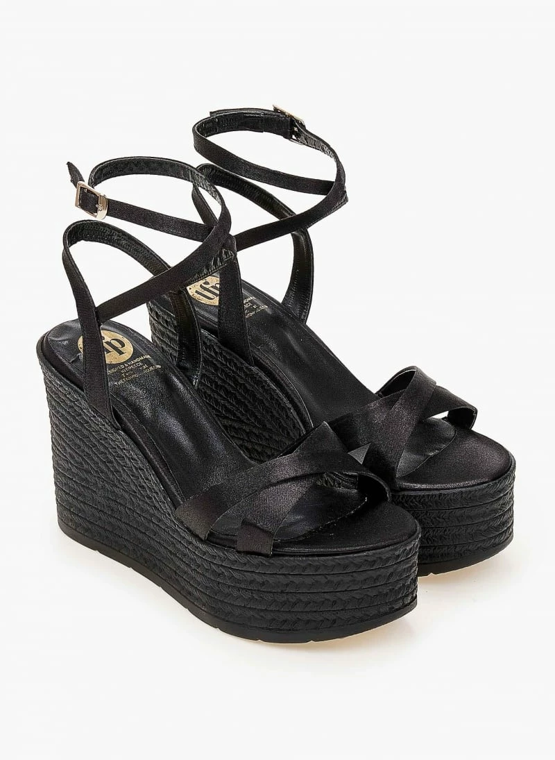 Προϋπολογισμός 😉 Εκπτωση 👏 The Fashion Project Πλατφόρμες σατέν TFP με χιαστί λουράκια - Μαύρο 🔥 💯 - Image 6