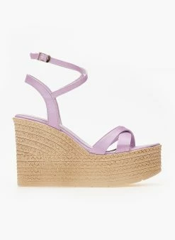 Best Pirce 😍 Το φθηνότερο 👍 The Fashion Project Πλατφόρμες σατέν TFP με χιαστί λουράκια - Λιλά ✨ 💯