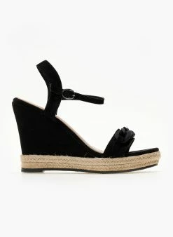 Flash Sale 😉 Καλύτερες κριτικές για ✔️ The Fashion Project Πλατφόρμες Suede με κοκάλινη αλυσίδα - Μαύρο 🎁 😍