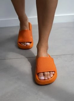 Προώθηση 😀 Νέος 🥰 The Fashion Project Slides με μικρό άνοιγμα - Πορτοκαλί 🎉 ✨