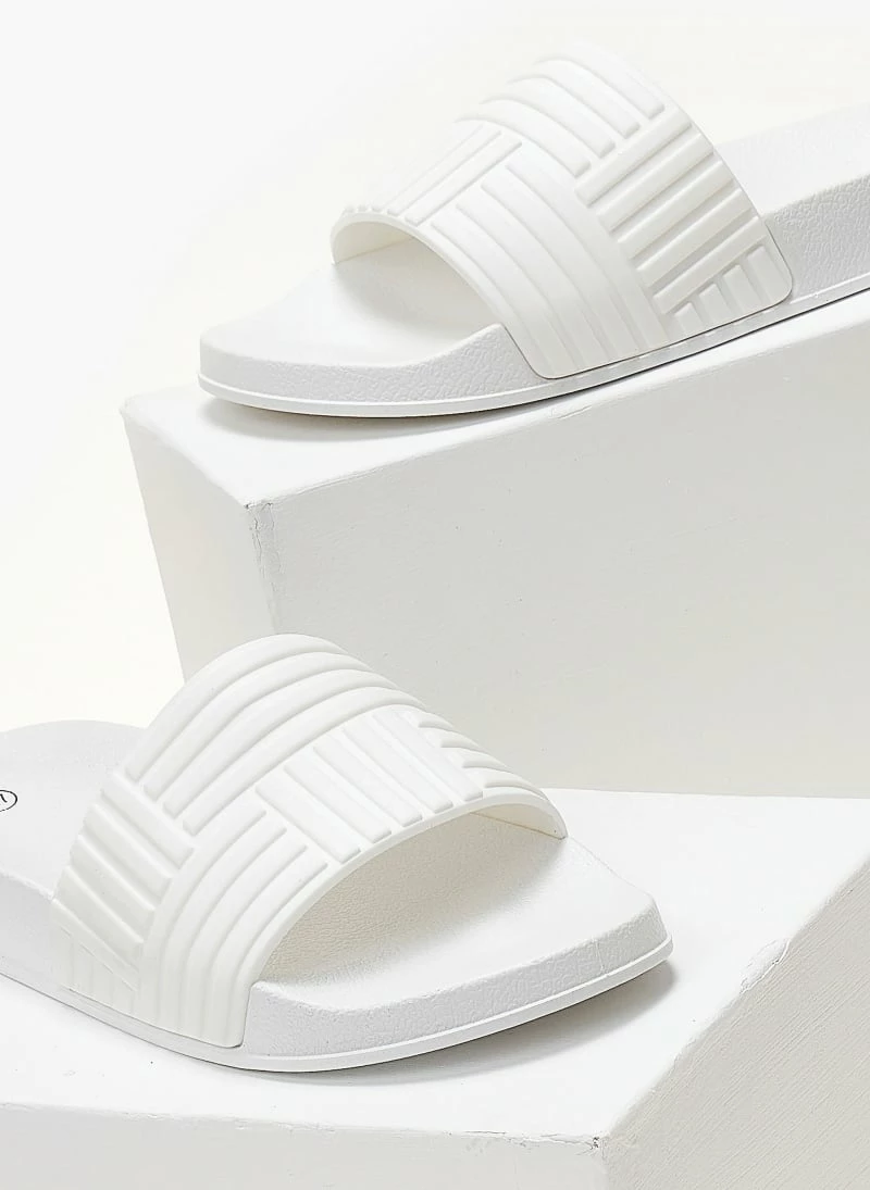 Προώθηση 🎁 Εξοδος 🔥 The Fashion Project Slides με ανάγλυφο Pattern - Λευκό 👏 🤩 - Image 3