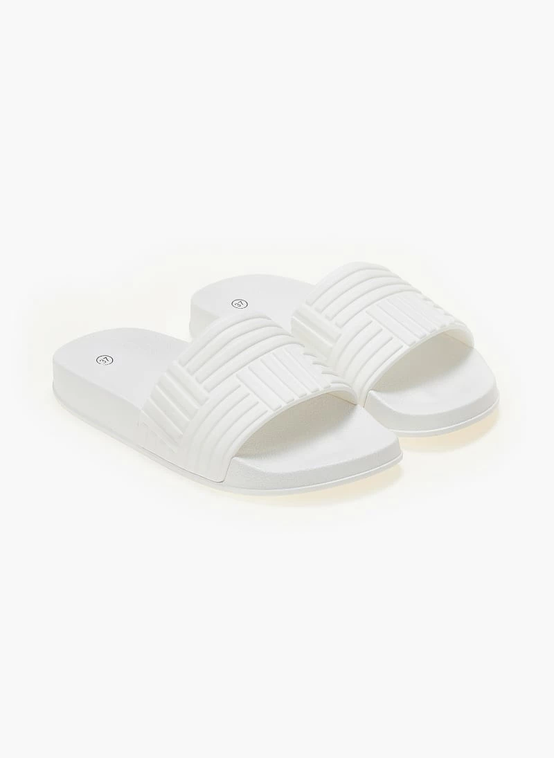 Προώθηση 🎁 Εξοδος 🔥 The Fashion Project Slides με ανάγλυφο Pattern - Λευκό 👏 🤩 - Image 5