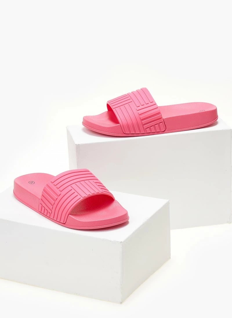 Καλύτερη πώληση 🥰 Κουπόνι ❤️ The Fashion Project Slides με ανάγλυφο Pattern - Φούξια 🎉 🤩 - Image 3