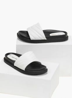 Εξοδος 👍 Αγορά 👍 The Fashion Project Slides με καπιτονέ σχέδιο - Λευκό 🎁 ⌛