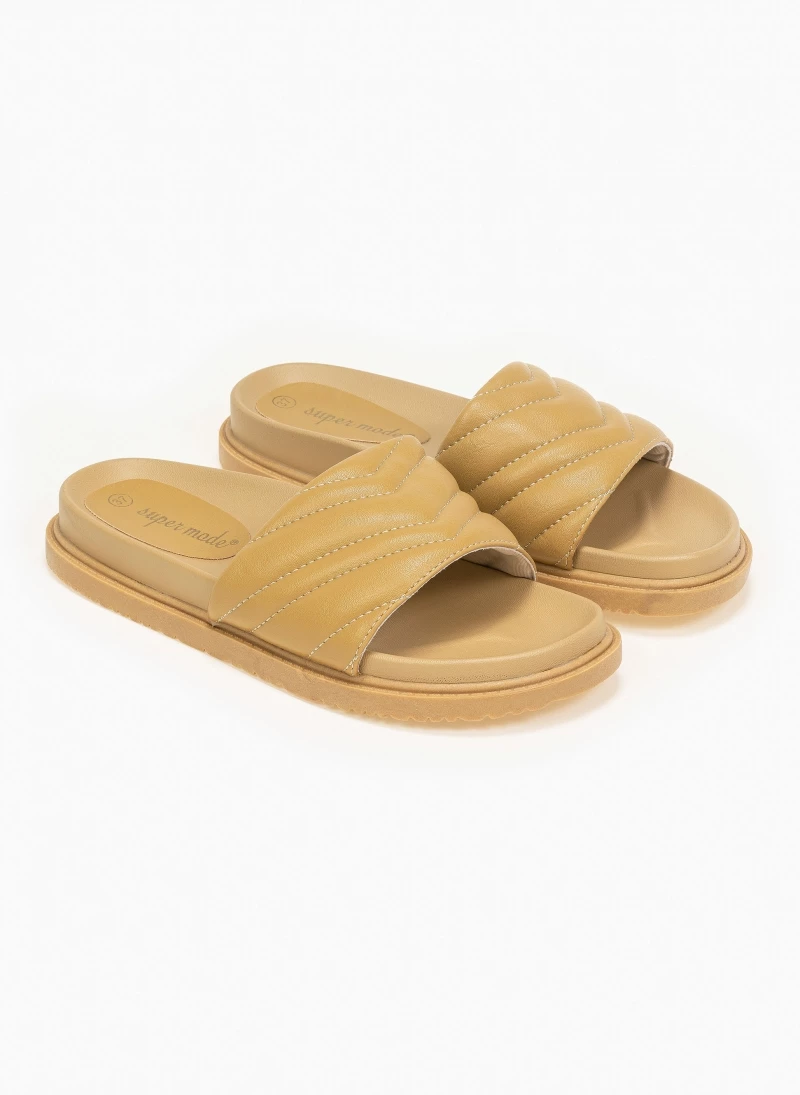 Φτηνός 🔔 Ολοκαίνουργιο 🛒 The Fashion Project Slides με καπιτονέ σχέδιο - Μουσταρδί 🌟 🛒 - Image 2