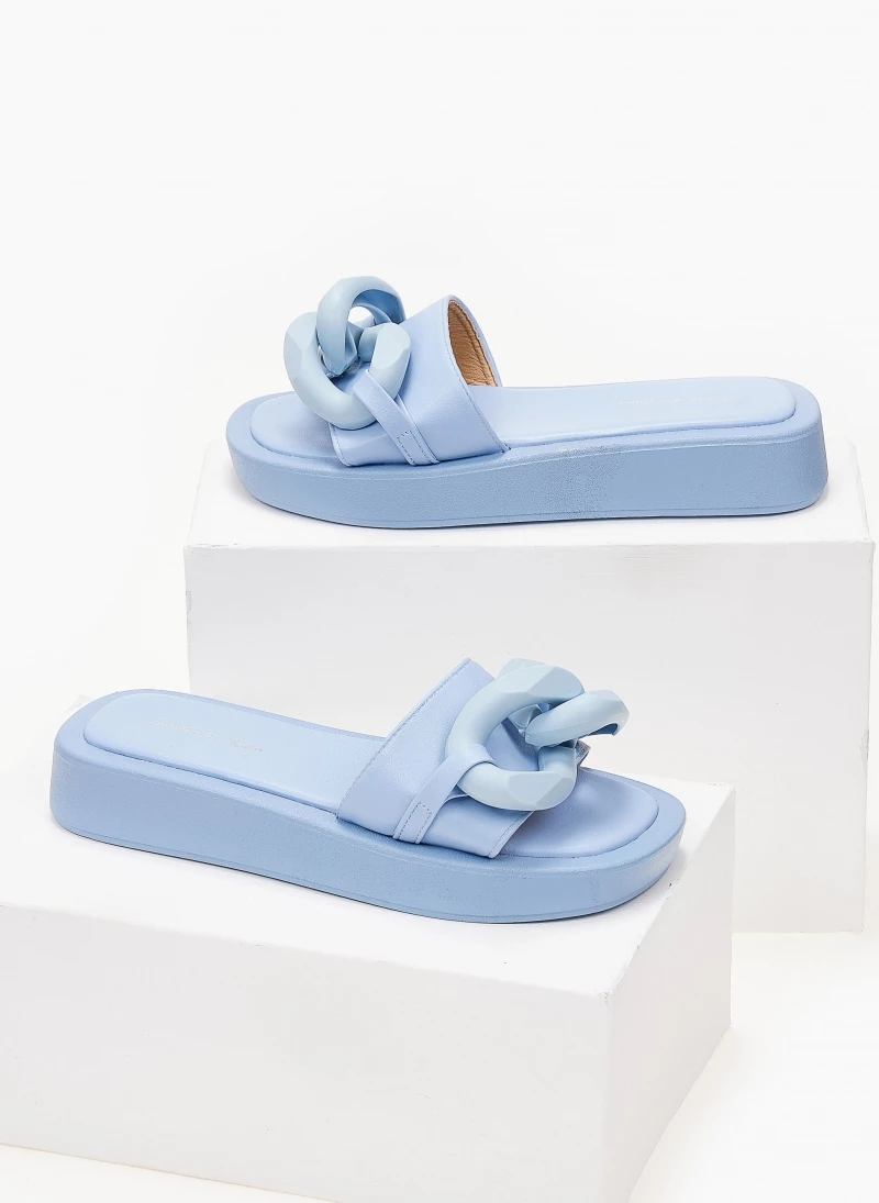 Εξοδος 😉 Προϋπολογισμός 🤩 The Fashion Project Slides με κοκάλινους κρίκους - Γαλάζιο 🔥 ❤️ - Image 6