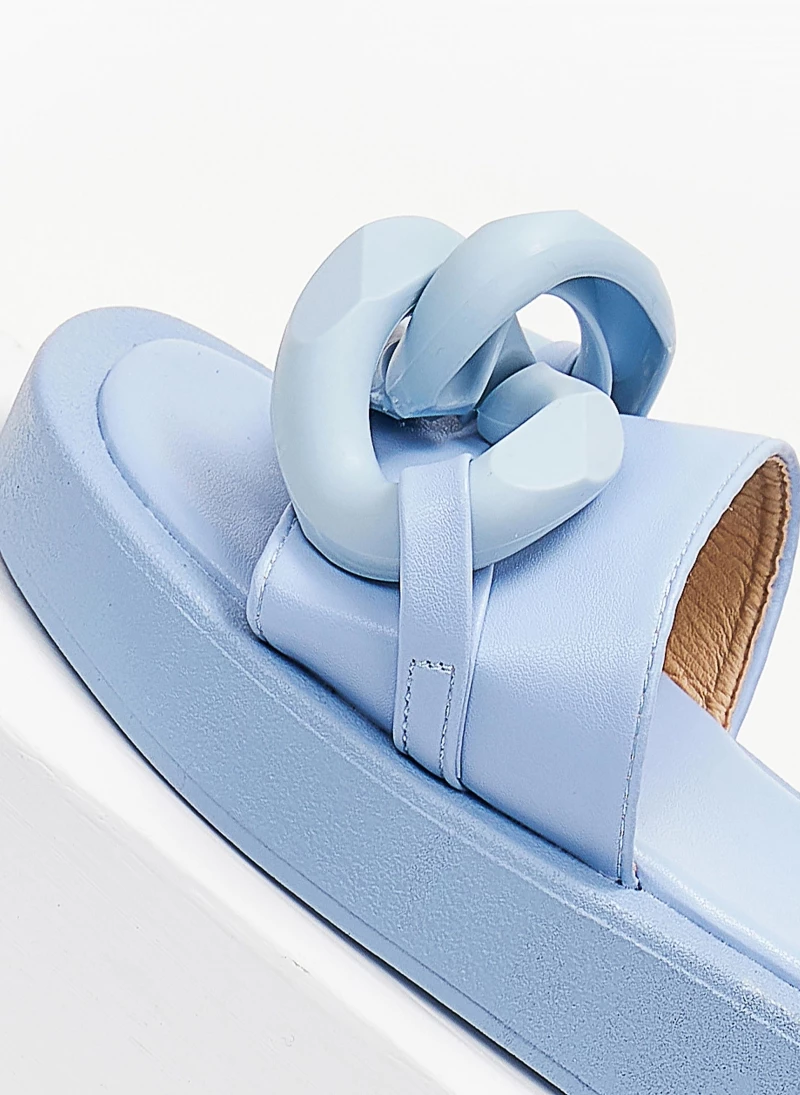 Εξοδος 😉 Προϋπολογισμός 🤩 The Fashion Project Slides με κοκάλινους κρίκους - Γαλάζιο 🔥 ❤️ - Image 5