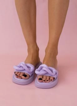 Καλύτερες κριτικές για 👏 Καλύτερη πώληση 👍 The Fashion Project Slides με κοκάλινους κρίκους - Λιλά 🥰 🎁