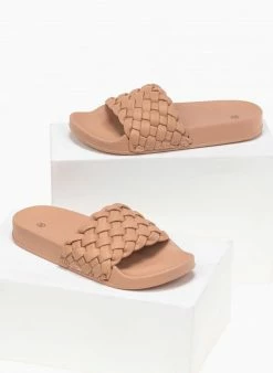 ΧΟΝΔΡΙΚΟ ΕΜΠΟΡΙΟ ⌛ Best Pirce 🛒 The Fashion Project Slides με πλεκτή φάσα - Μπεζ 🔔 😀