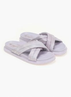 Συμφωνίες 🔥 Νέος 🧨 The Fashion Project Slides με χιαστί φάσες - Λιλά 🎁 🛒