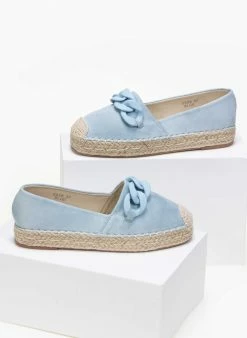 Η καλύτερη συμφωνία ❤️ Εκπτωση 🧨 The Fashion Project Suede εσπαντρίγιες με διακοσμητικό - Γαλάζιο 👏 🔥