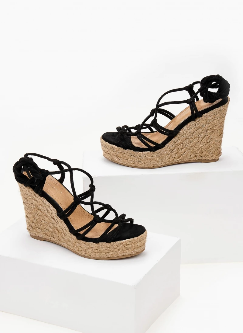 Φτηνός ✨ Εκπτωση 😀 The Fashion Project Suede Lace Up πλατφόρμες με σχοινί - Μαύρο ✨ 🔥 - Image 2