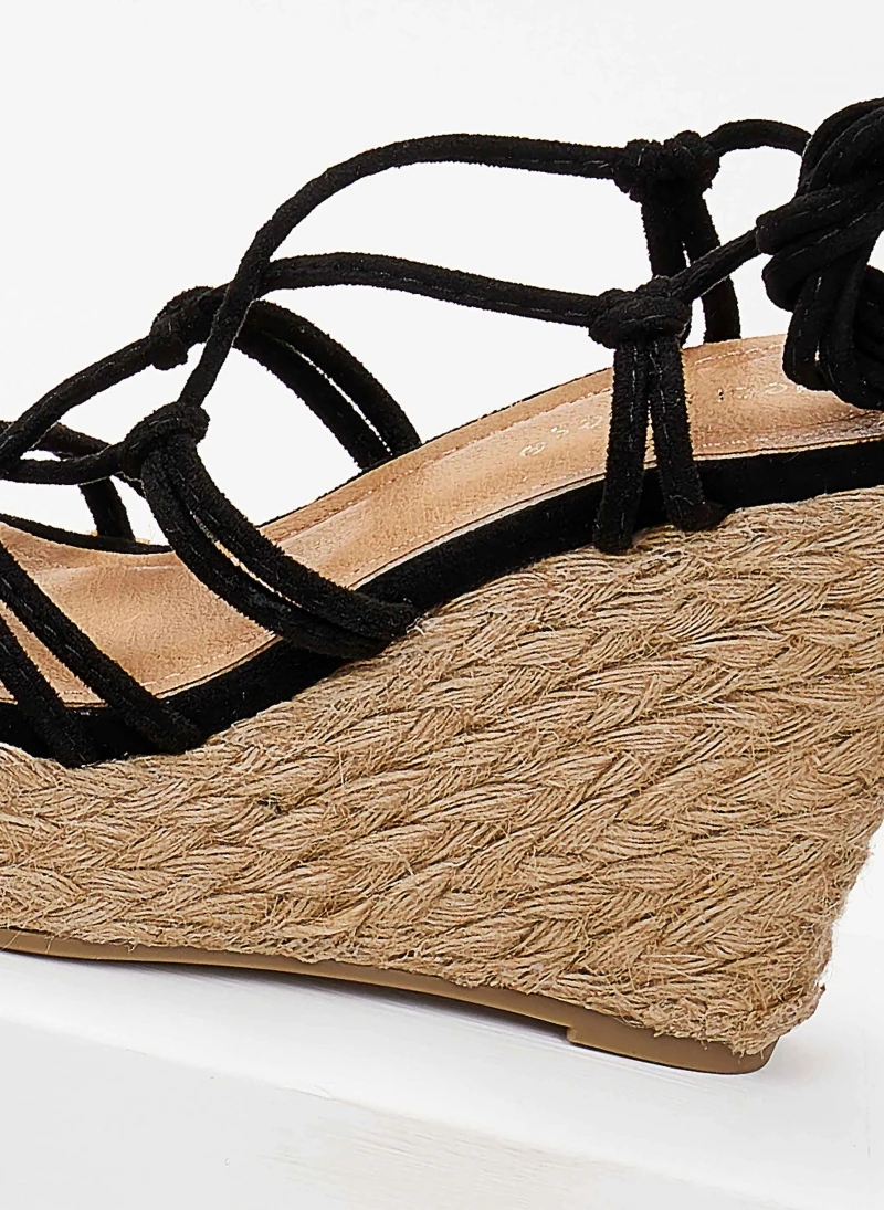 Φτηνός ✨ Εκπτωση 😀 The Fashion Project Suede Lace Up πλατφόρμες με σχοινί - Μαύρο ✨ 🔥 - Image 6